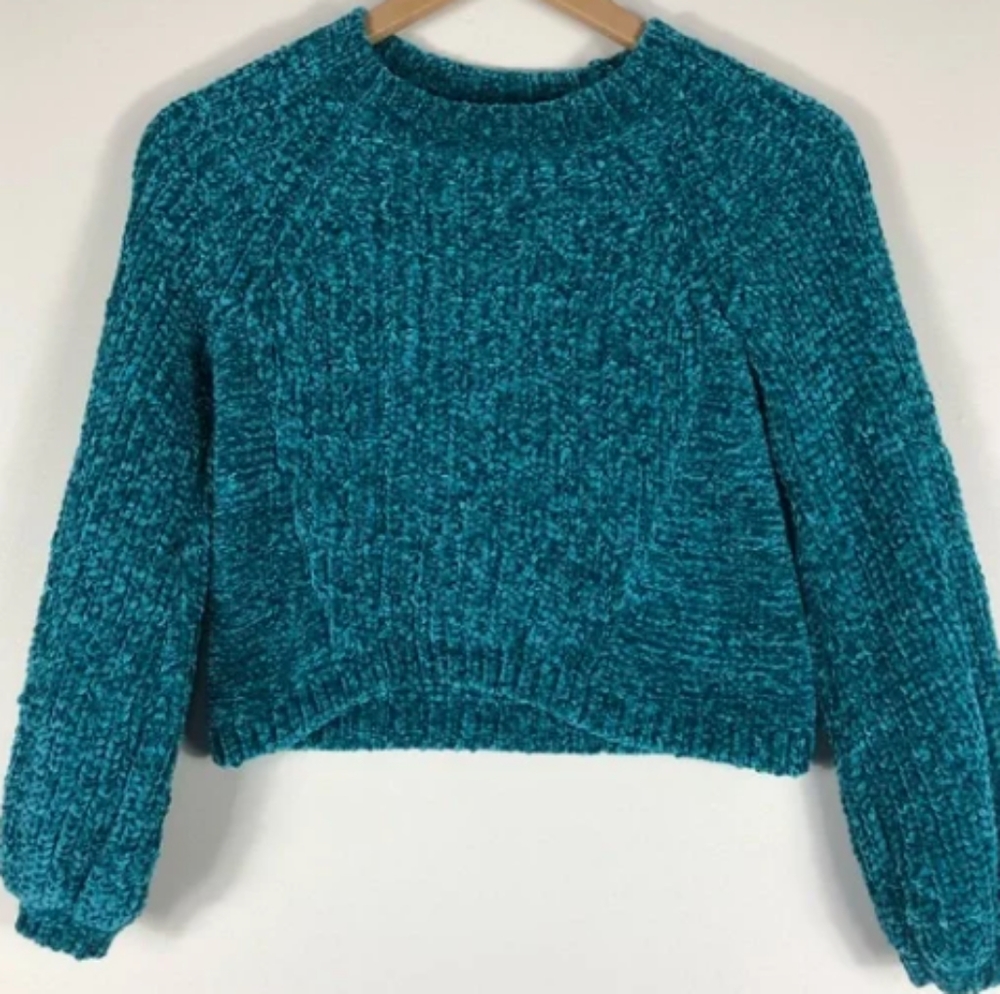 True Craft cropped faux-chenille Sweater size Small